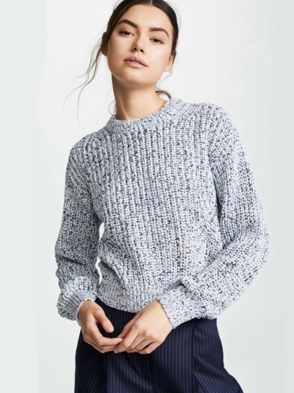Veronica Beard Blue Cotton Crewneck Sweater size XS Confetti Print